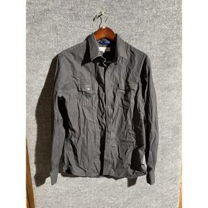 Teddy Stratford Shirt Mens Small Tag 5 Gray Ripstop Button Front Long Sleeve